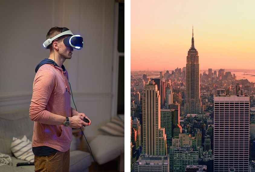 Henry VR headset and New York City
