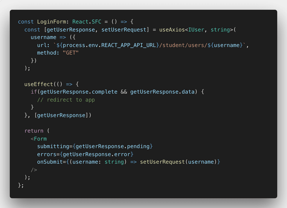 Code snippet - using the hook