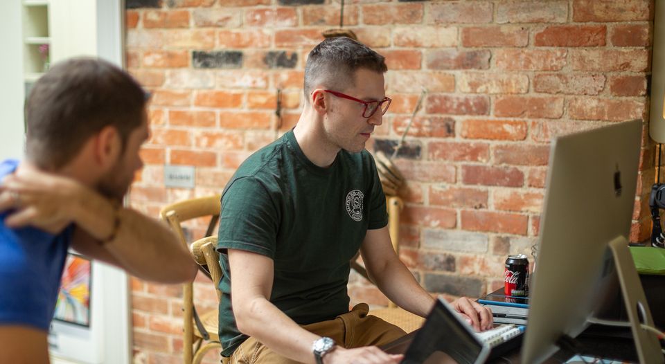 Luke and Henry working during hackathon